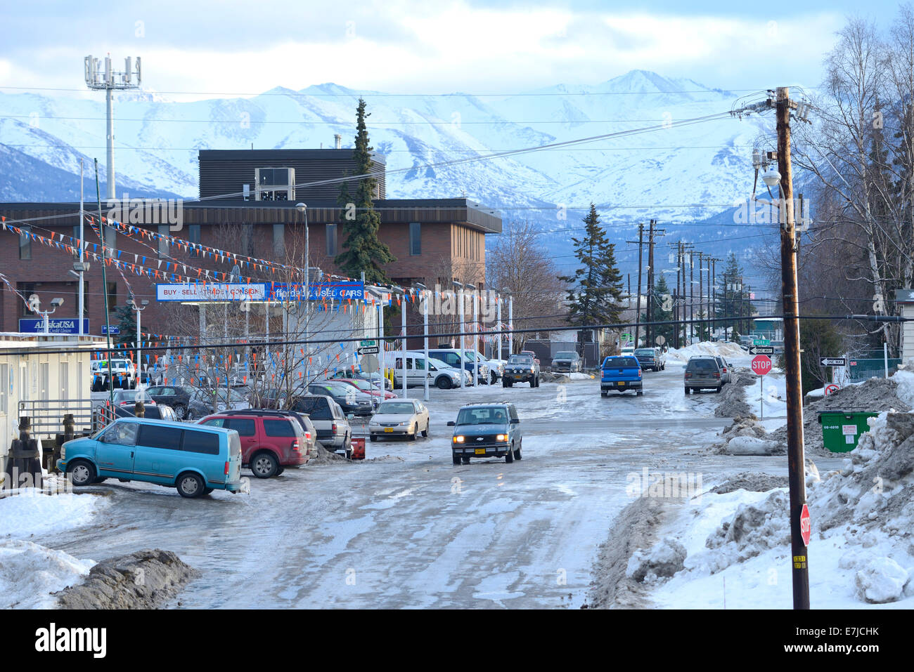 Ee.Uu., país, Estados Unidos, Alaska, Far North, Anchorage, industrial, ciudad, calle, tráfico
