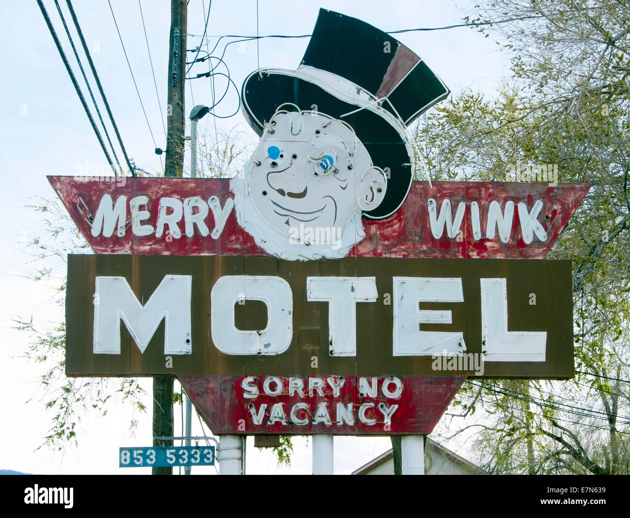 Feliz guiño Motel firmar en Reno, Nevada Foto de stock