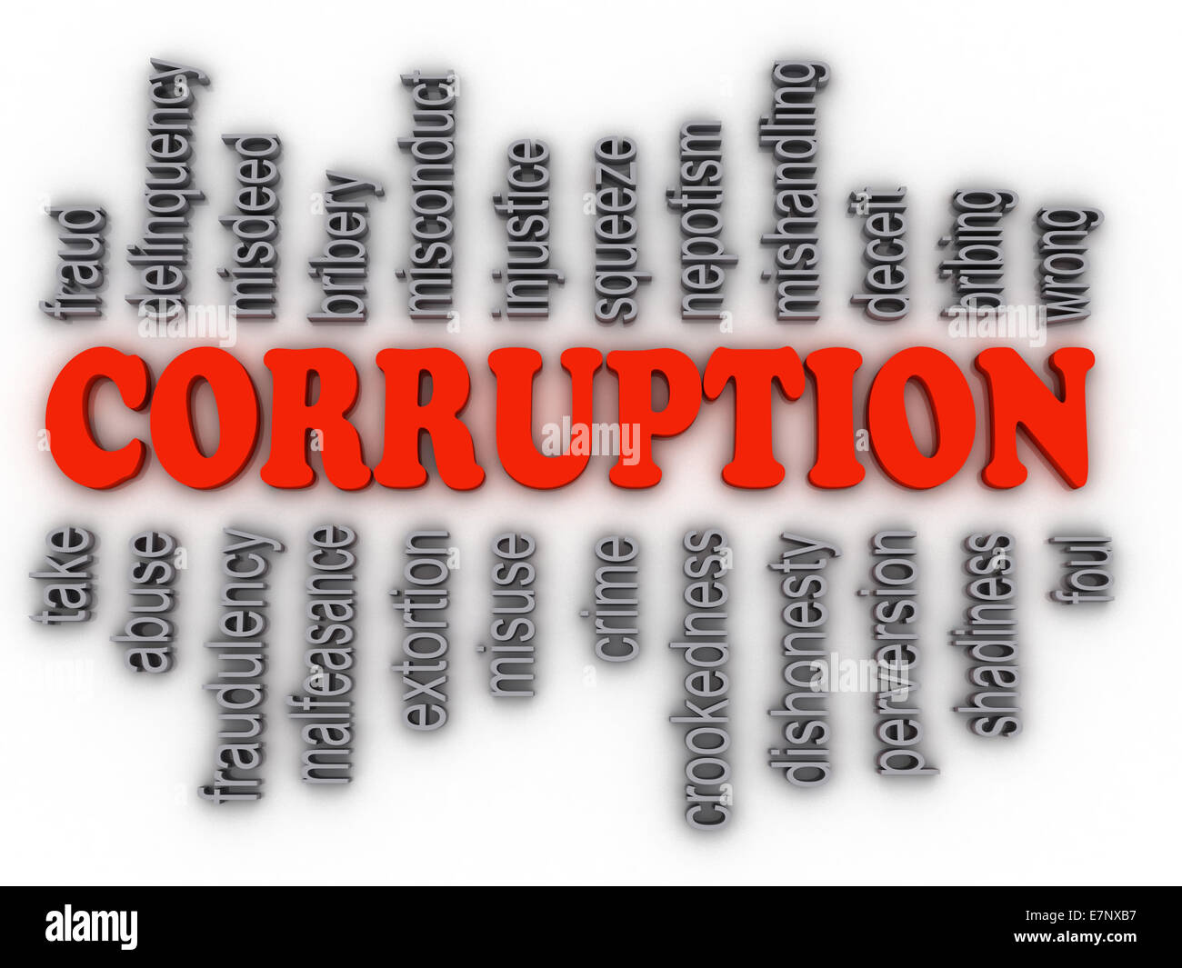 Imagen 3D concepto corrupción palabra nube antecedentes Foto de stock