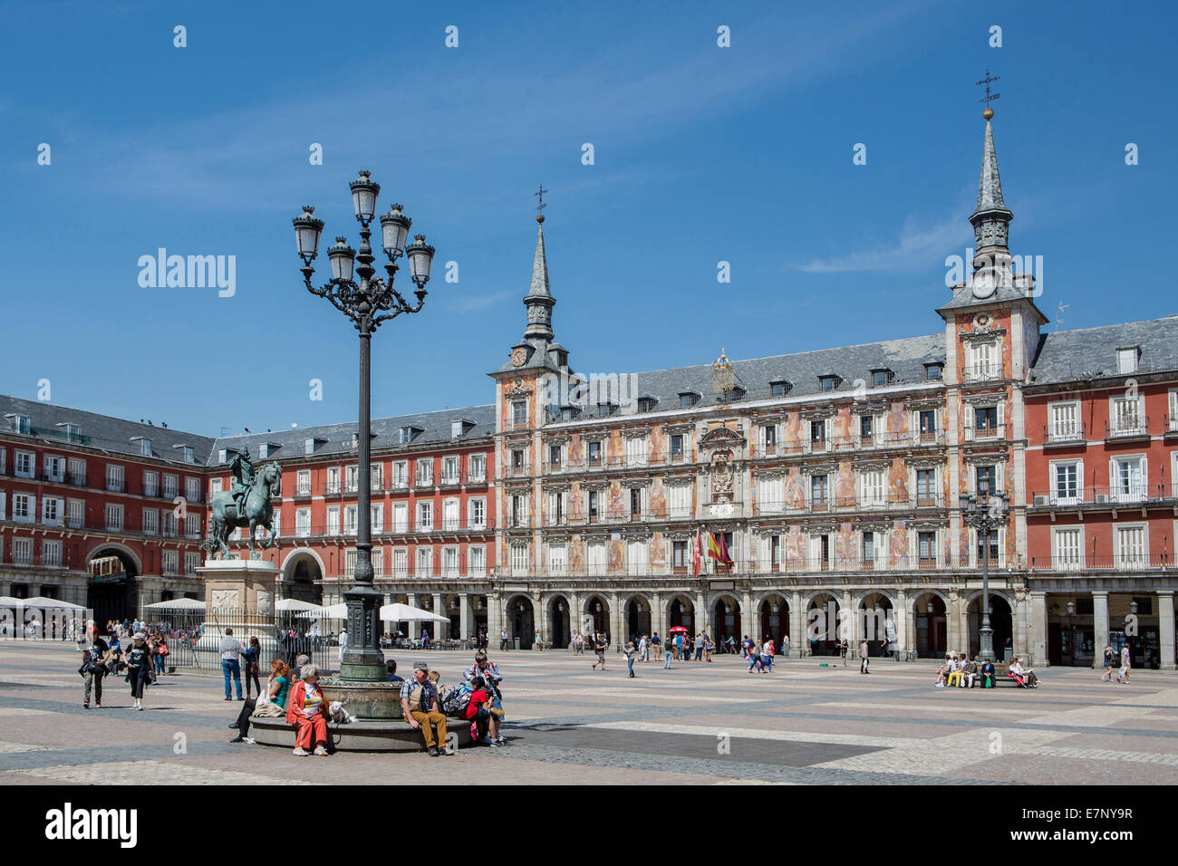 Madrid, la ciudad, el alcalde, Felipe III, España, Europa, Cuadrado, arquitectura, en el centro de la ciudad, monumento, plaza, turismo, viajes Foto de stock