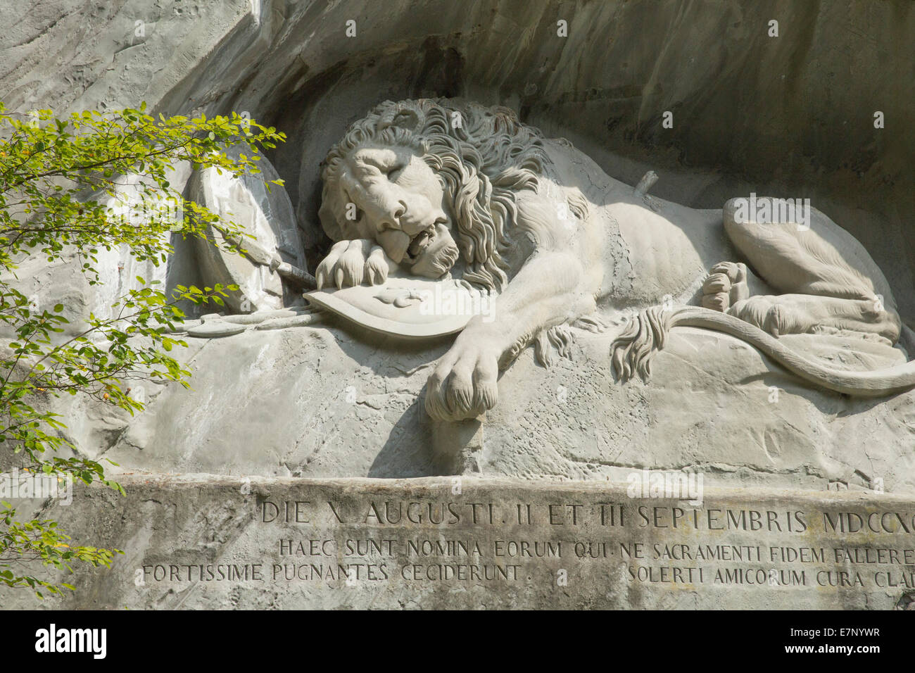 Monumento, el león, el monumento del león, LU, Lucerna, Suiza, Europa, Glacier Garden Foto de stock