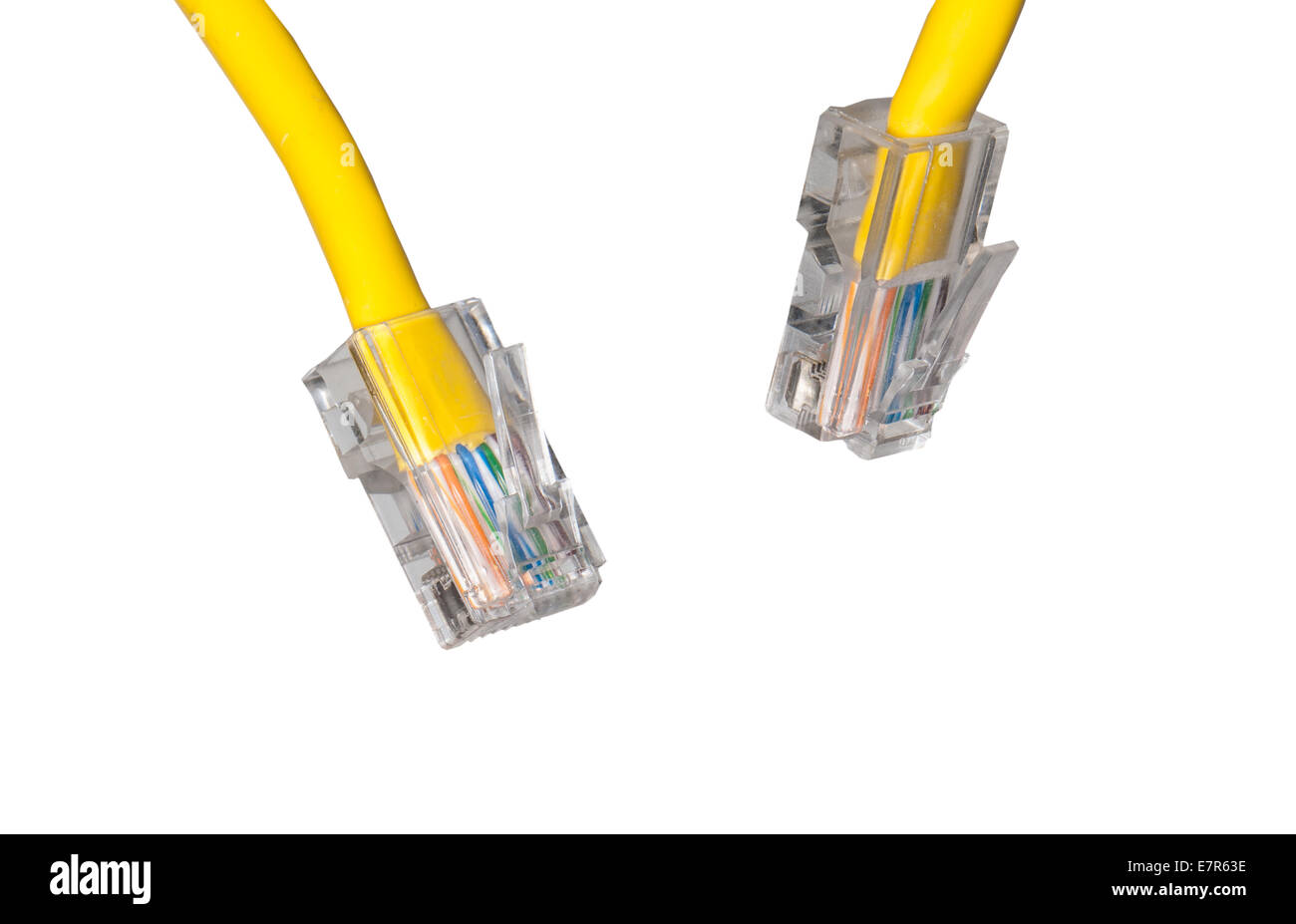 Cerrar resultado de redes de cable LAN Foto de stock
