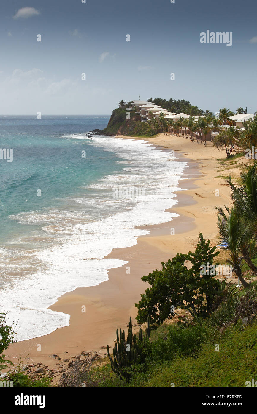 Las olas en una playa del Caribe Foto de stock