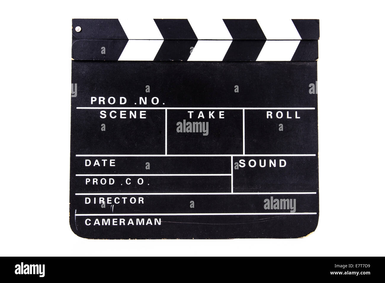 Forma de claqueta cine negro en blanco, vista frontal, aislado sobre fondo  blanco Fotografía de stock - Alamy