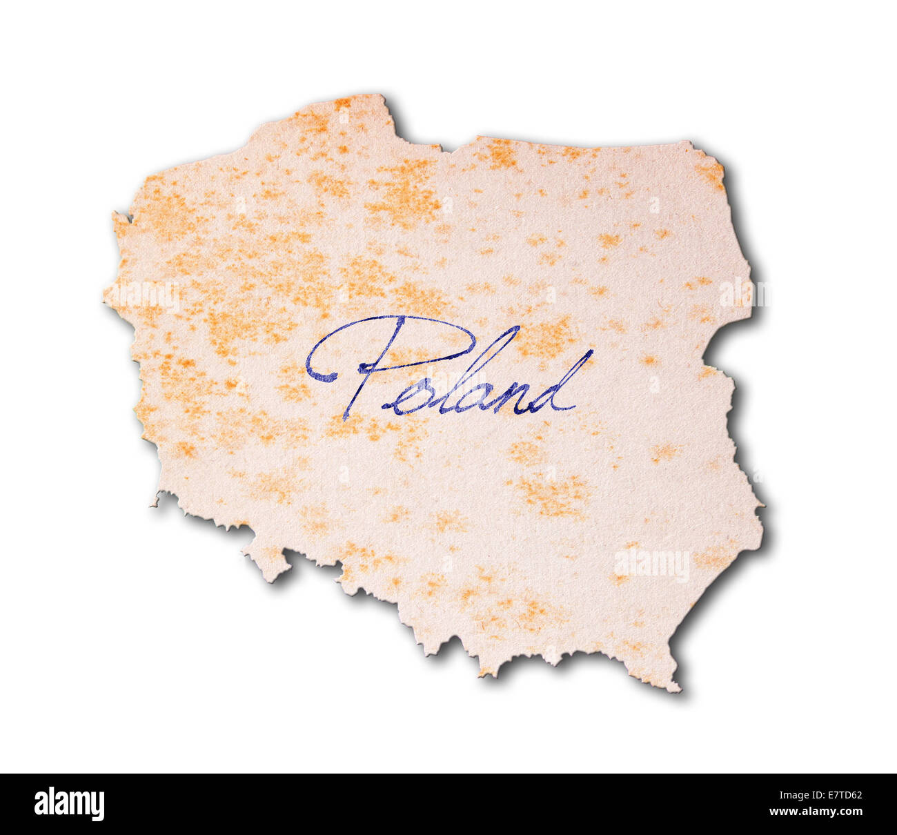 Polonia - papel viejo, escritura a mano con tinta azul Foto de stock
