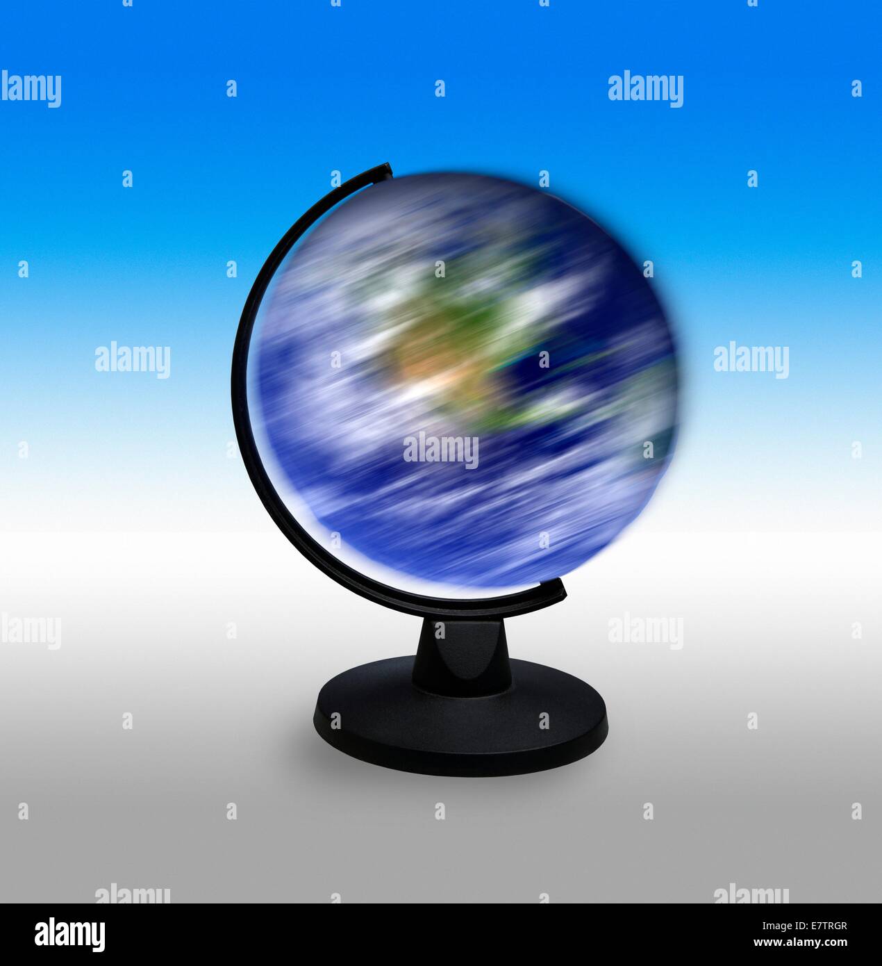 Spinning globe, una imagen compuesta. Foto de stock