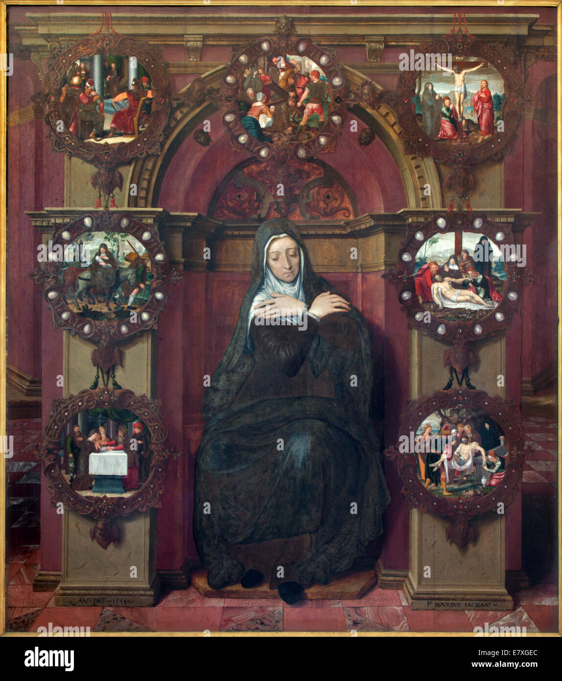 Brujas - La pintura de la Virgen María y las imágenes de la vida de Jesús por Petrus Pourbus (1556) en st. Iglesia Jacobs (Jakobskerk). Foto de stock