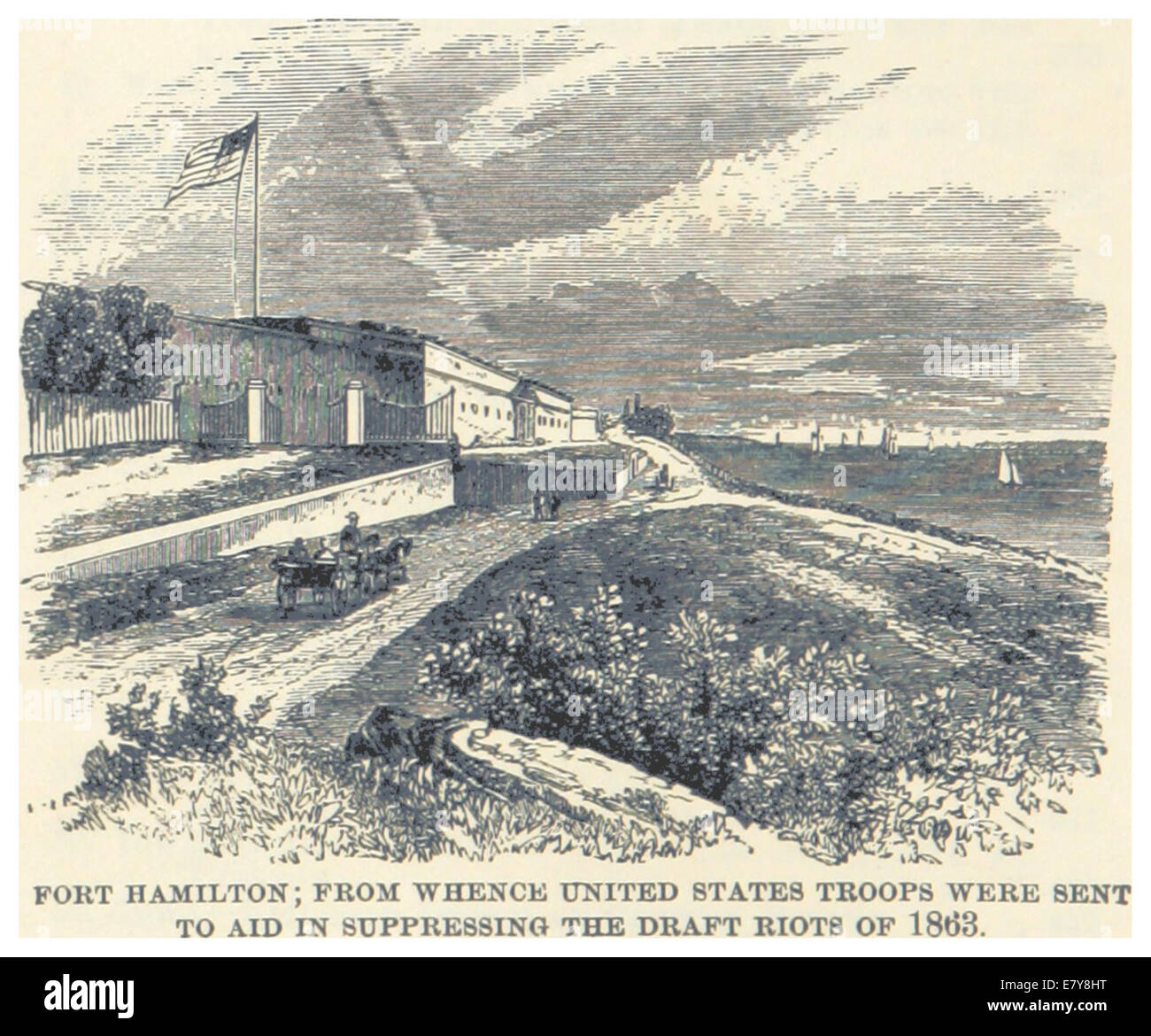 HEADLEY(1882) -p026 Fort Hamilton, en 1863, de ahí el U. S. se enviaron tropas para la ayuda Foto de stock
