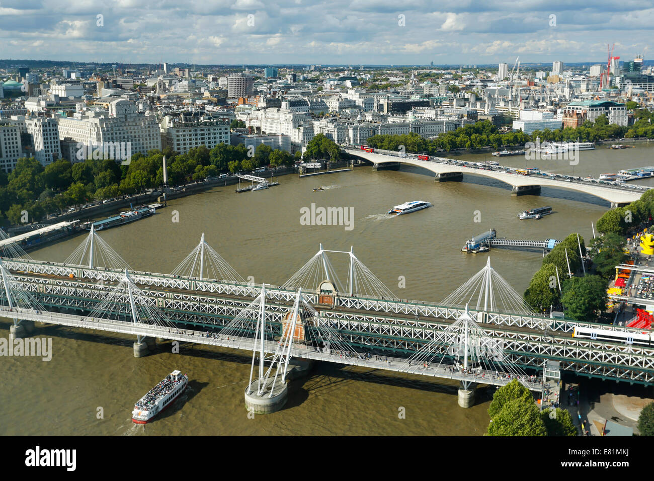 Vistas de Londres desde el London Eye, la noria London, England, Reino Unido Foto de stock