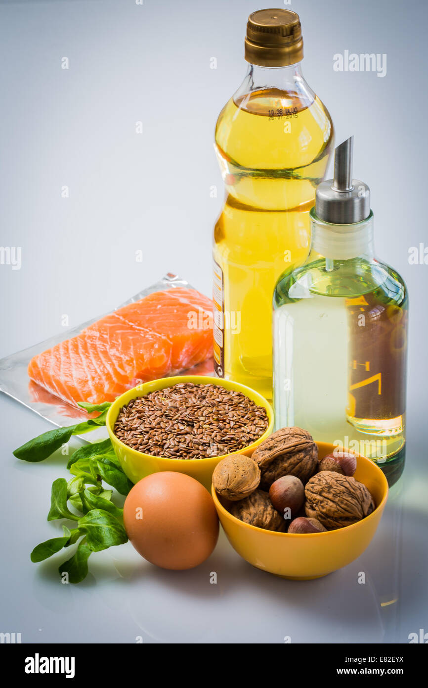 Alimentos ricos en omega 3. Foto de stock