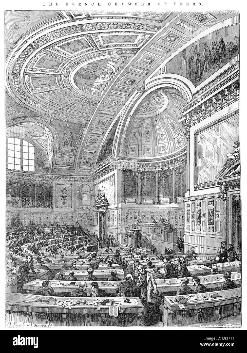 Cámara de los pares franceses Chambre des Paris 1844 el Parlamento Foto de stock
