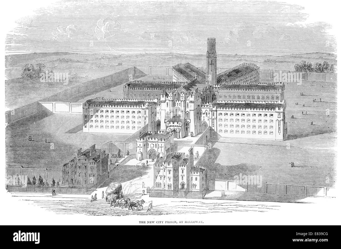 Nueva ciudad prisión Holloway de Londres hacia 1885 Foto de stock
