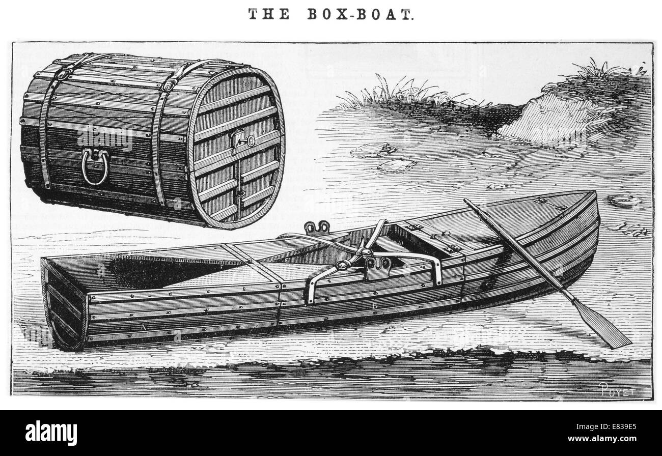 Caja de madera el barco de remos hacia 1885 Foto de stock