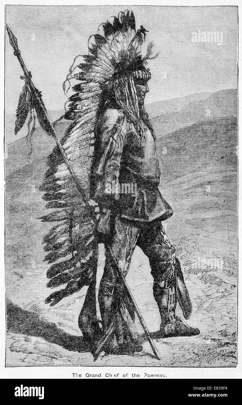 El gran jefe de los Pawnees circa 1885 Foto de stock