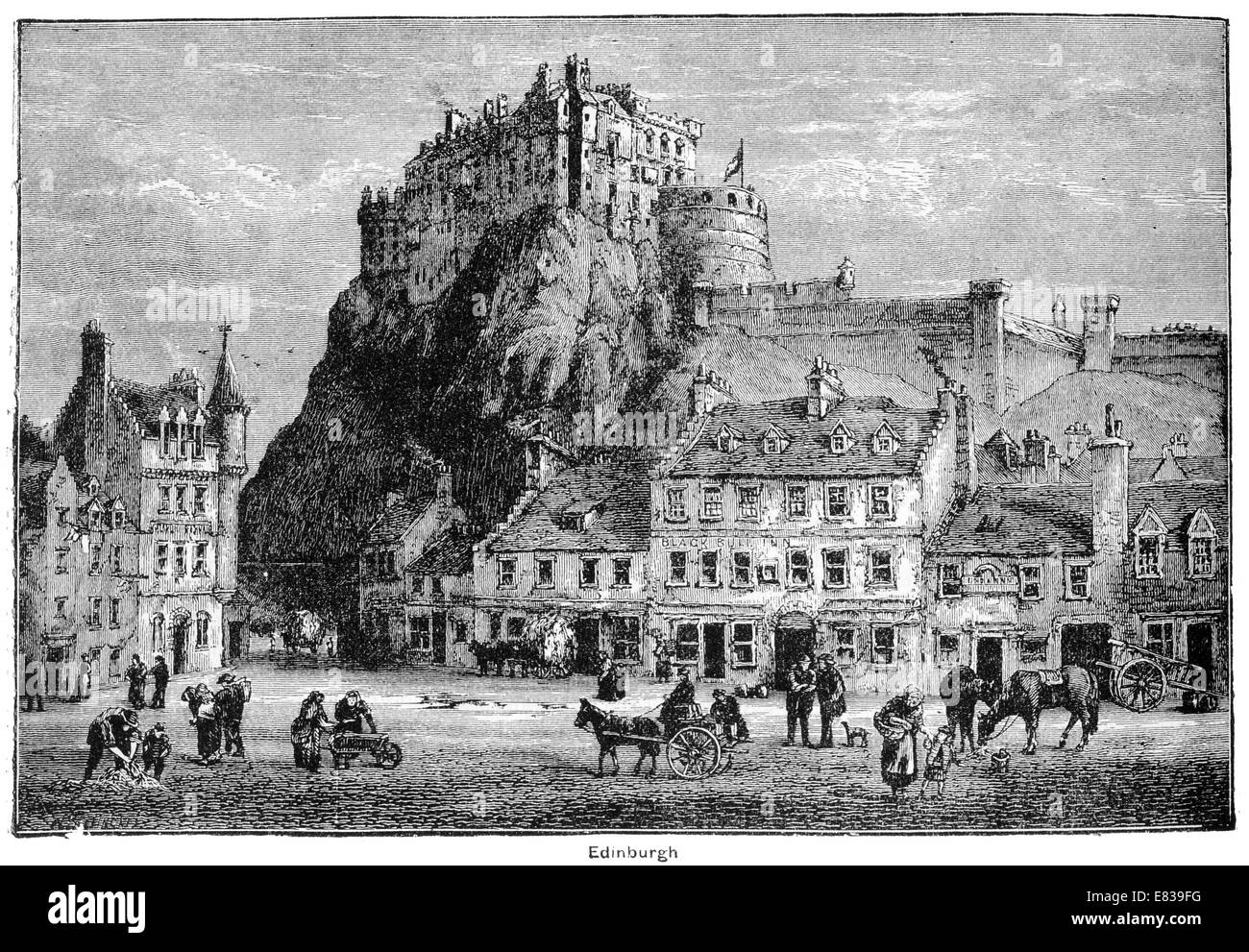 Edinburgh Castle Rock circa 1885 Foto de stock