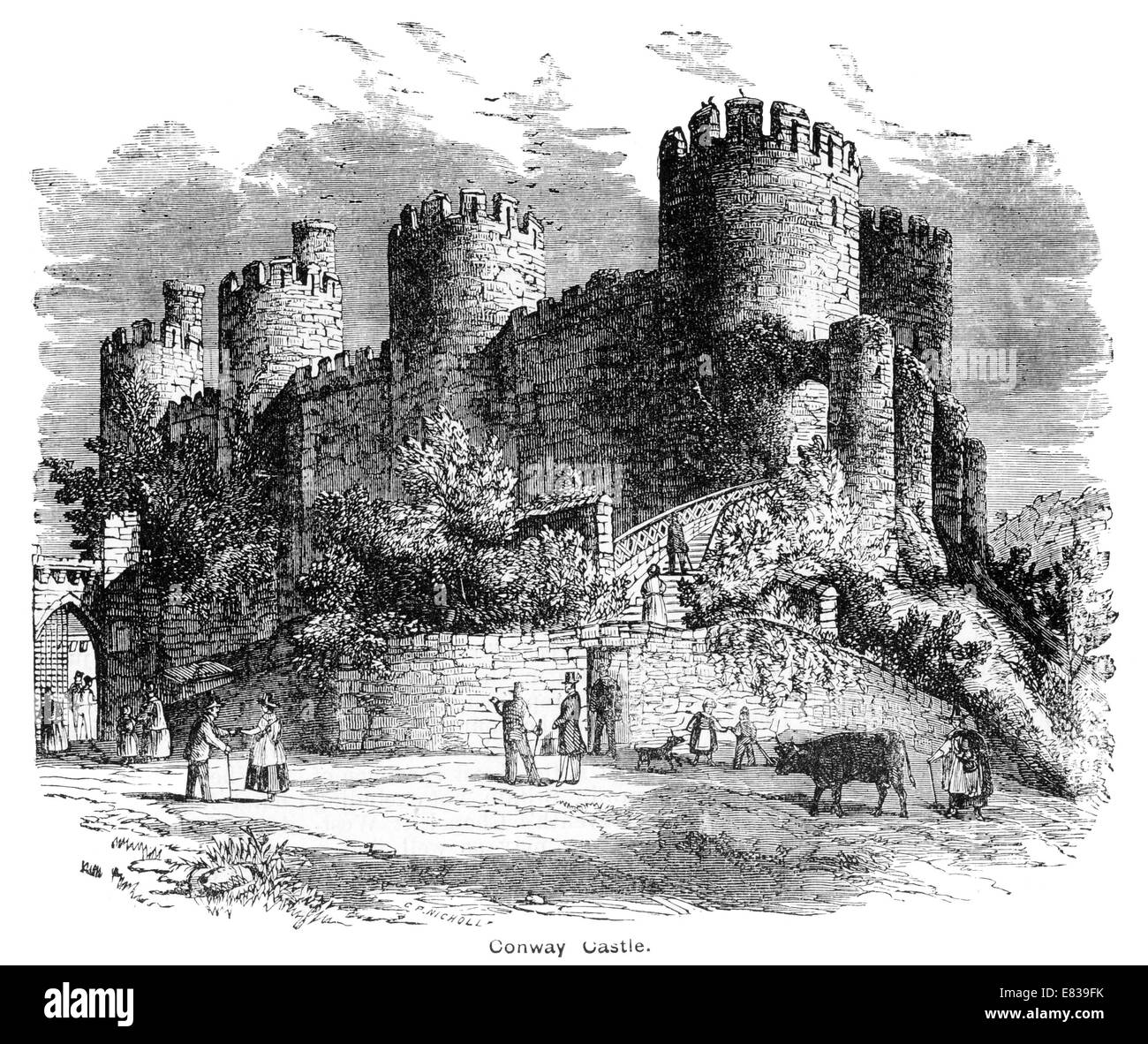 Castillo Conway circa 1885 Foto de stock