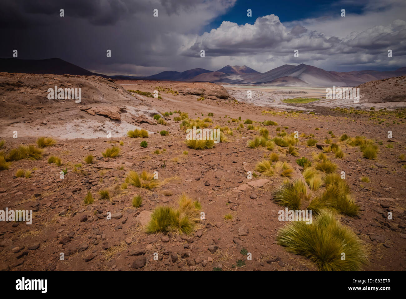 Tormenta venida Salar de talar, altiplano, el desierto de Atacama, Chile. Foto de stock