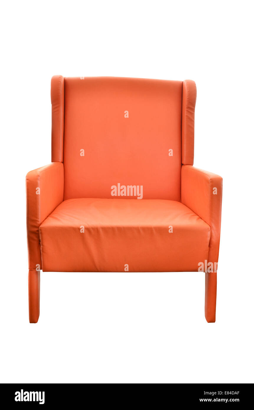 Cuero silla naranja aislado Foto de stock