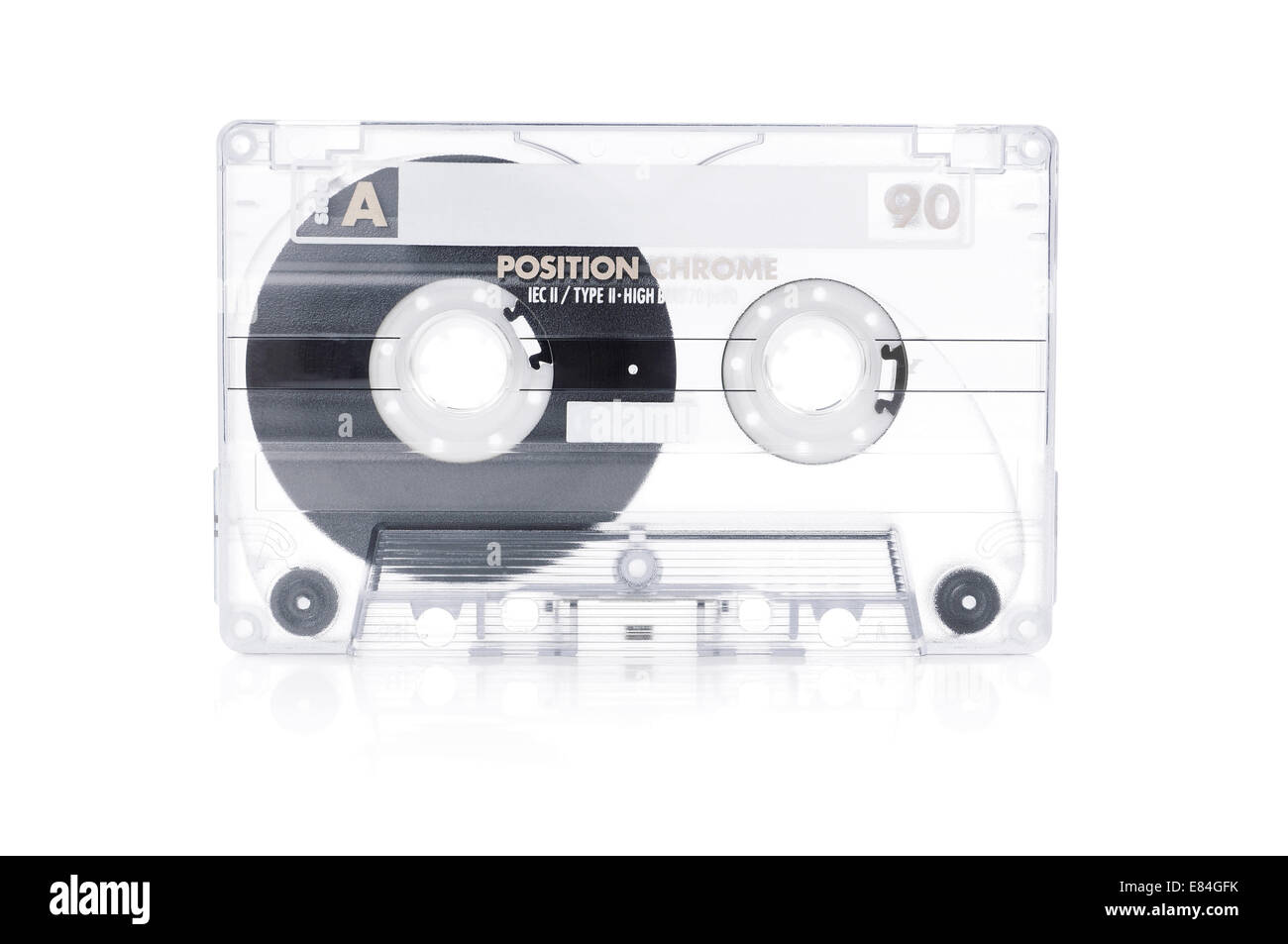 Cinta de cassette de audio en blanco transparente Foto de stock