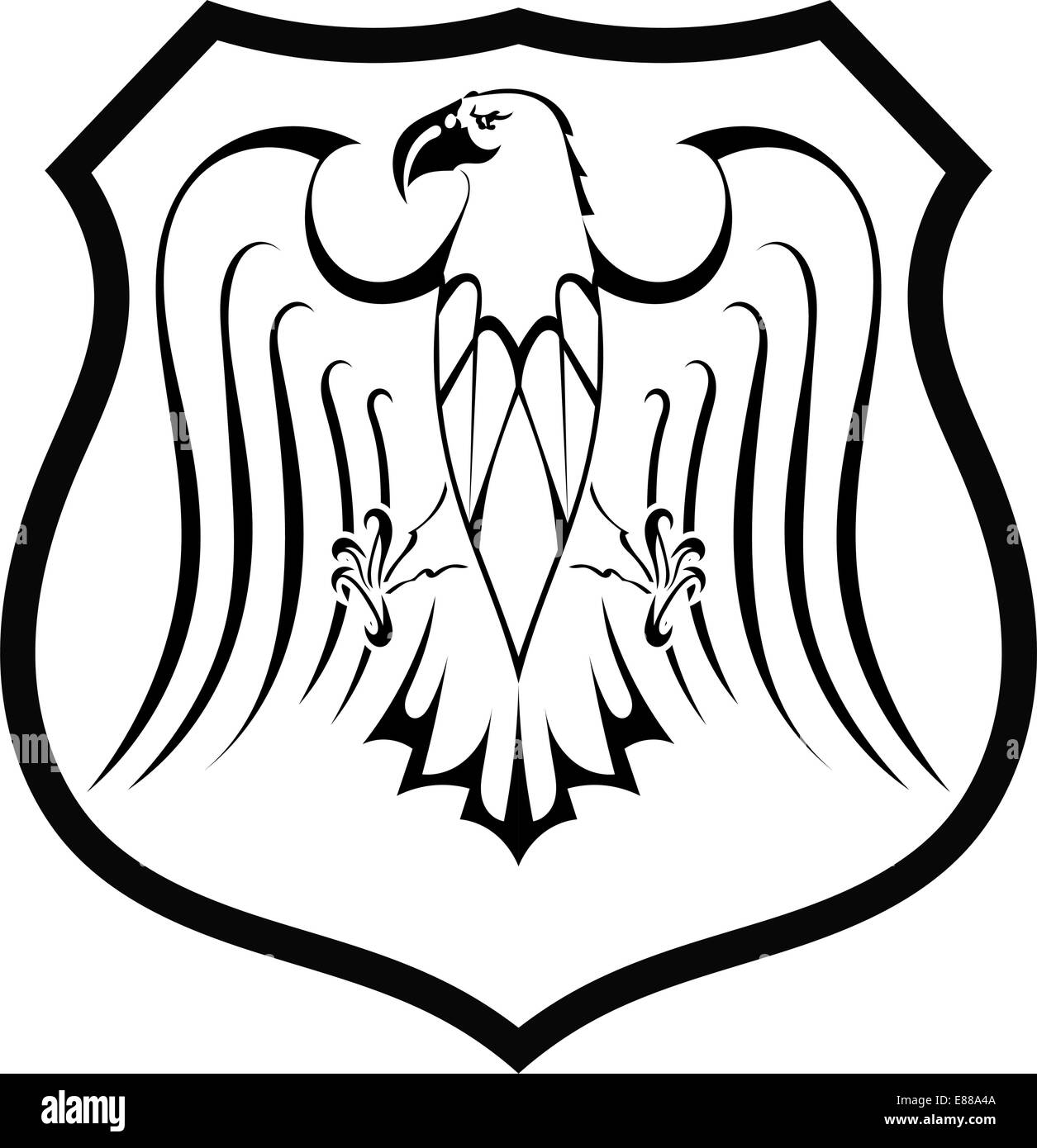 Silueta Negra De Un Aguila En El Escudo Imagen Vector De Stock Alamy