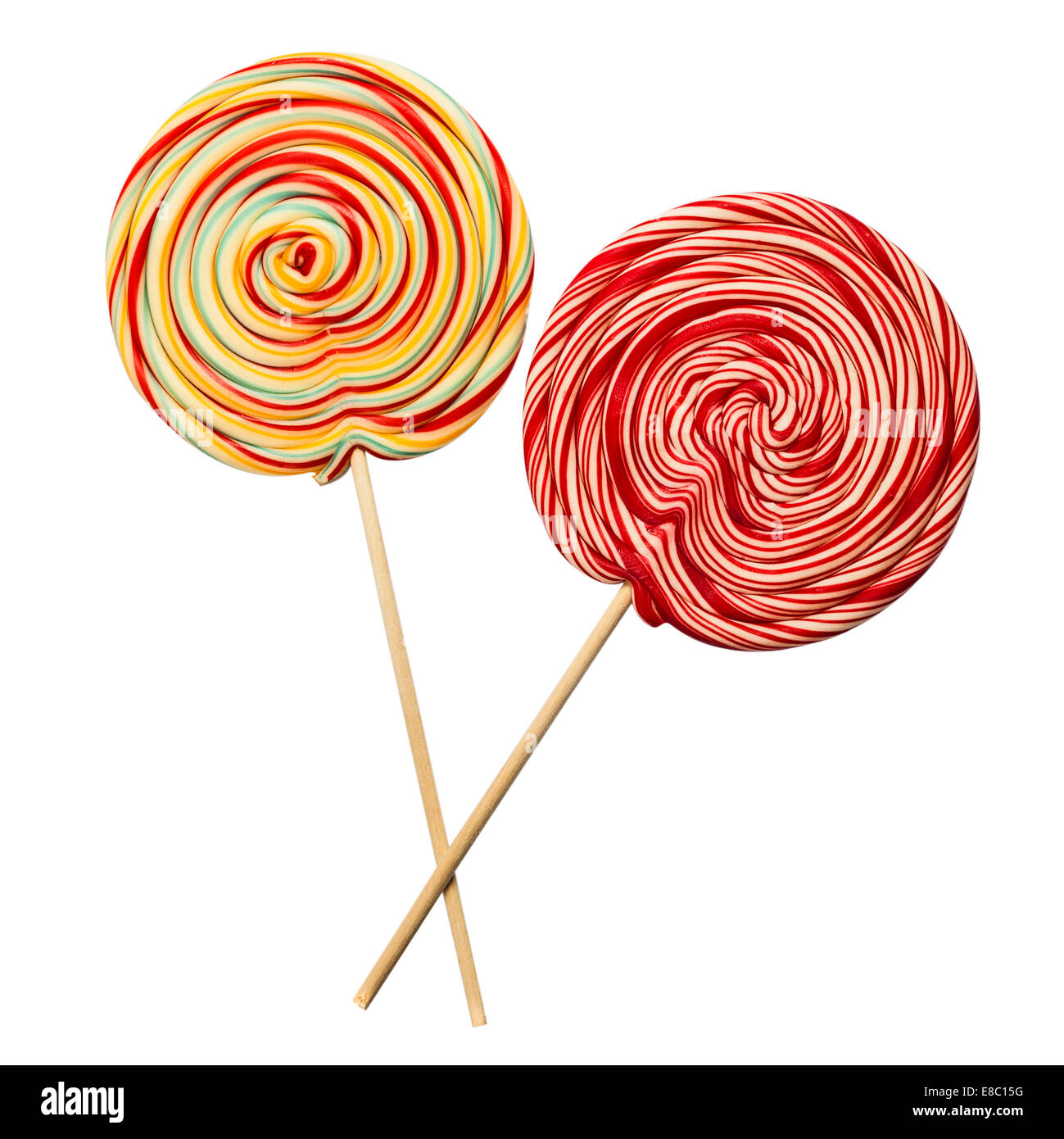 Swirly lollipop aislado en blanco Foto de stock