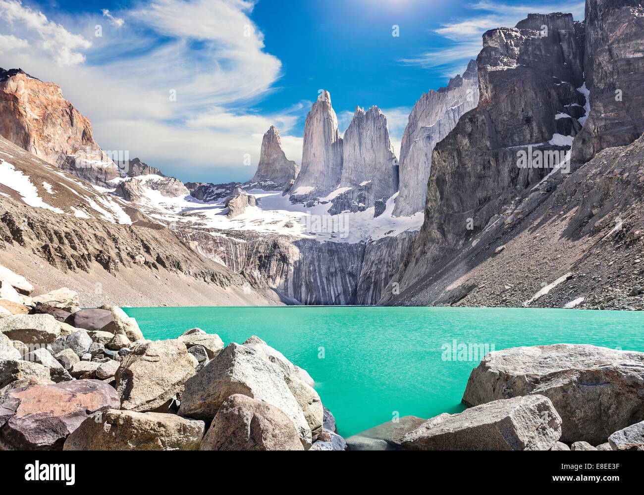 Montañas de Torres del Paine, Patagonia, Chile Foto de stock