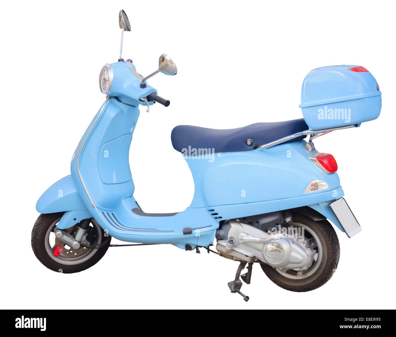 Scooter azul, sin logotipo, aislado en blanco Foto de stock