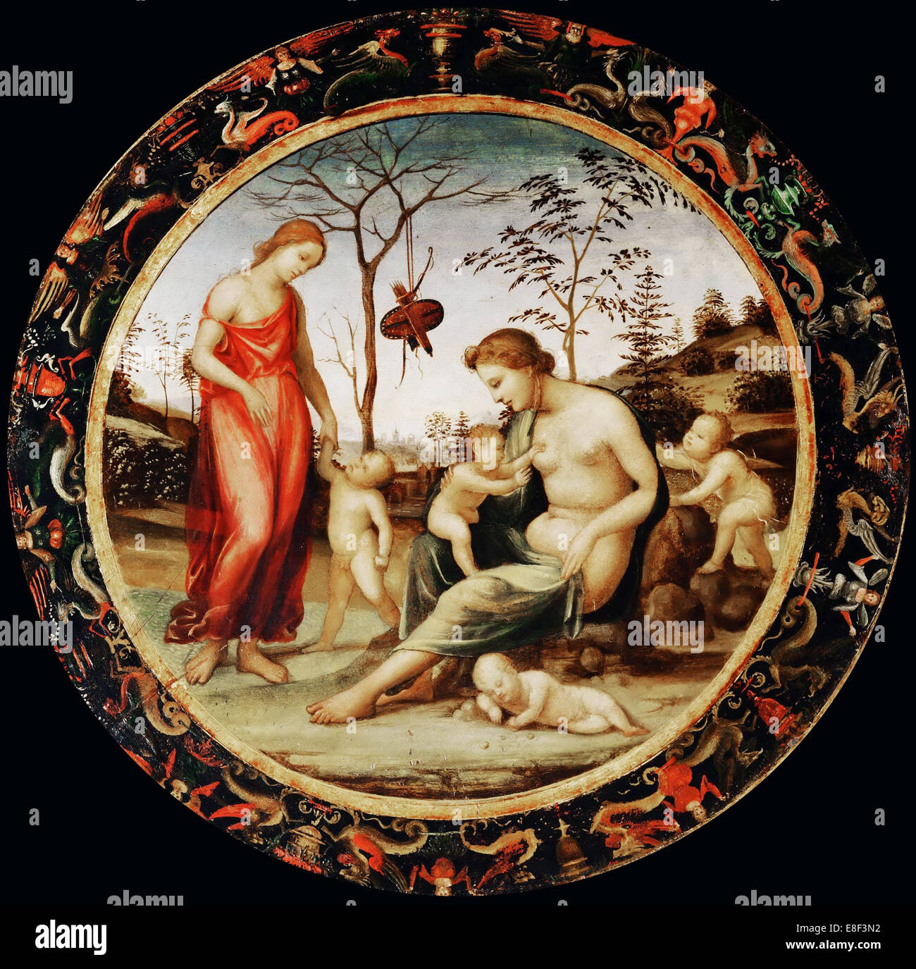 Alegoría del amor (Venus terrestre con Eros y Venus celeste con Anteros y dos cupidos). Artista: Sodoma (1477-1549) Foto de stock