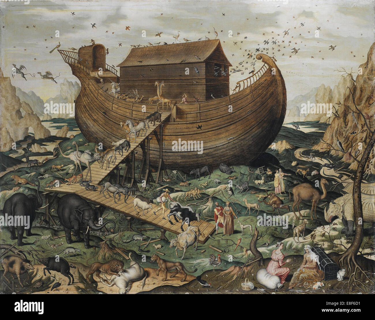 El Arca de Noé en el monte Ararat. Artista: Myle, Simon de ca activa (1570) Foto de stock