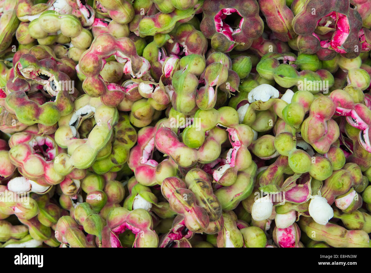 Antecedentes de frijoles verdes frescos tailandeses, vista superior Foto de stock