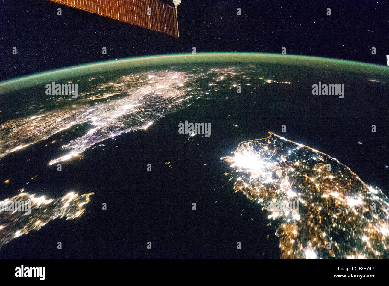 Península de Corea durante la noche Foto de stock