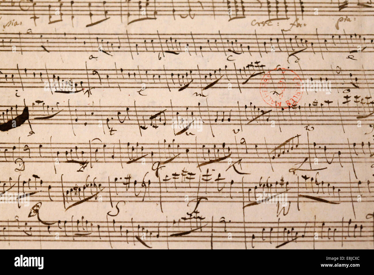 La partitura. Wolfgang Amadeus Mozart Fotografía de stock Alamy
