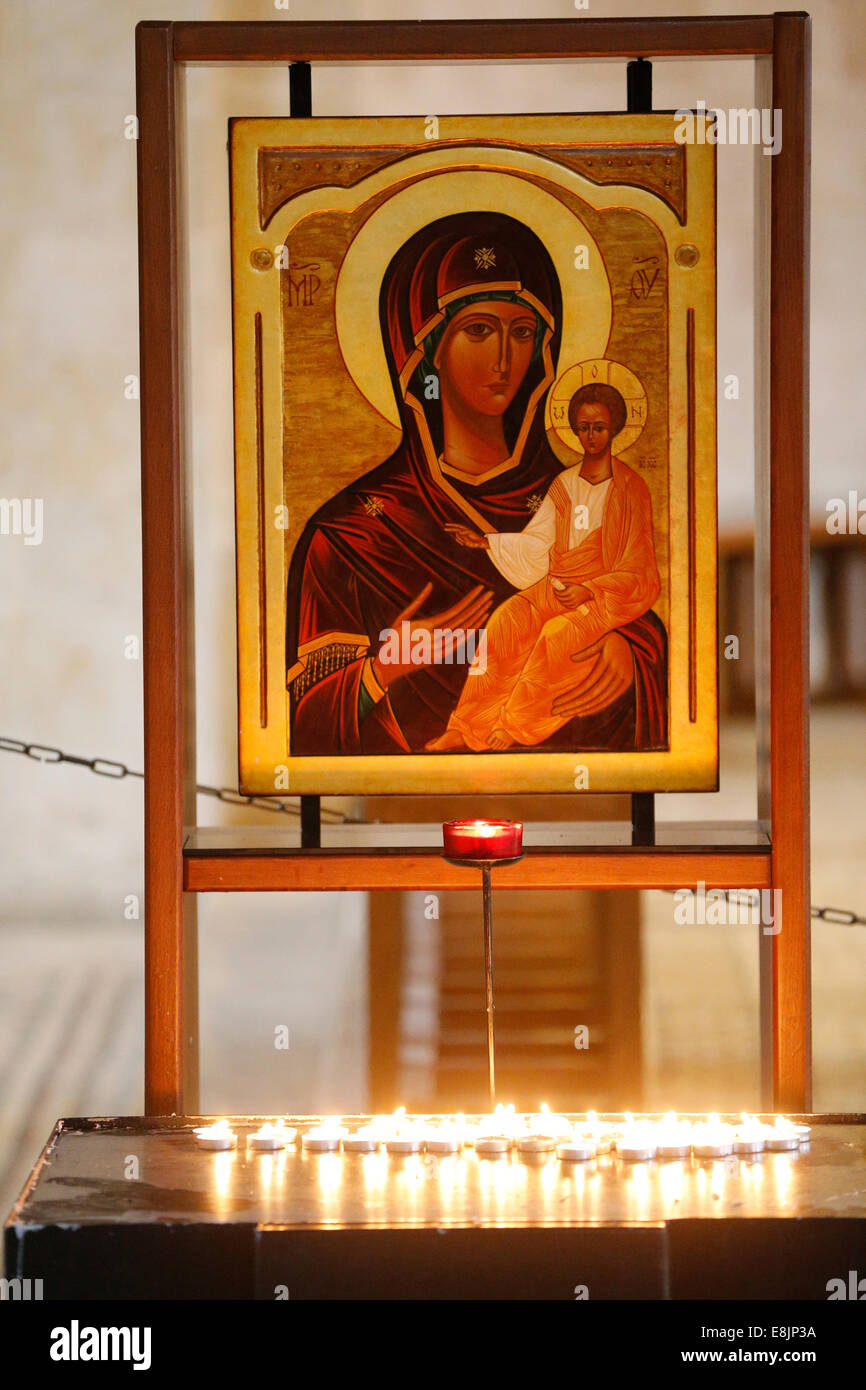 Icono de María y Jesús. Iglesia de la multiplicación de los panes y los