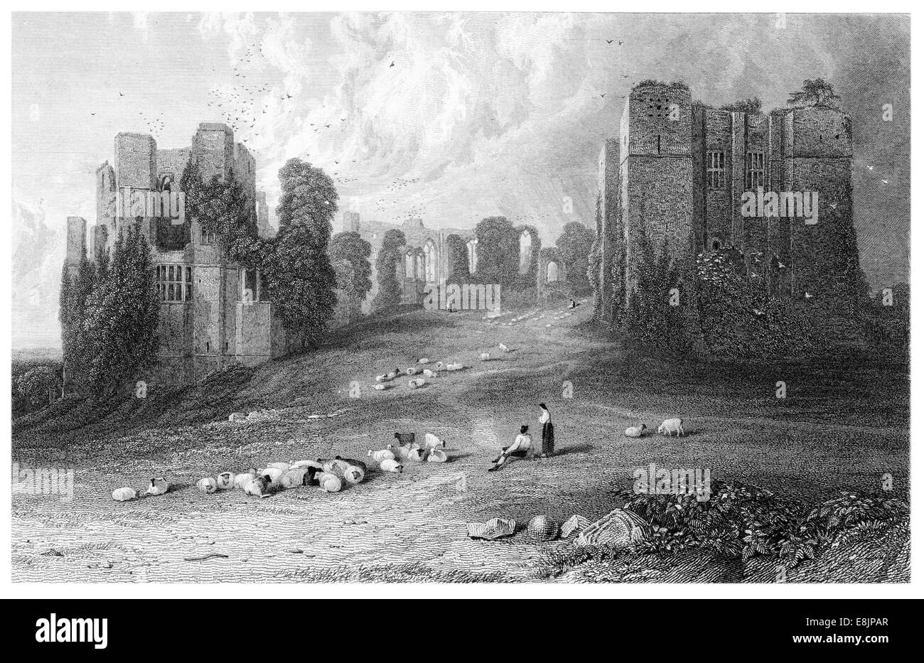 El Castillo de Kenilworth Warwickshire, Inglaterra circa 1880 Foto de stock