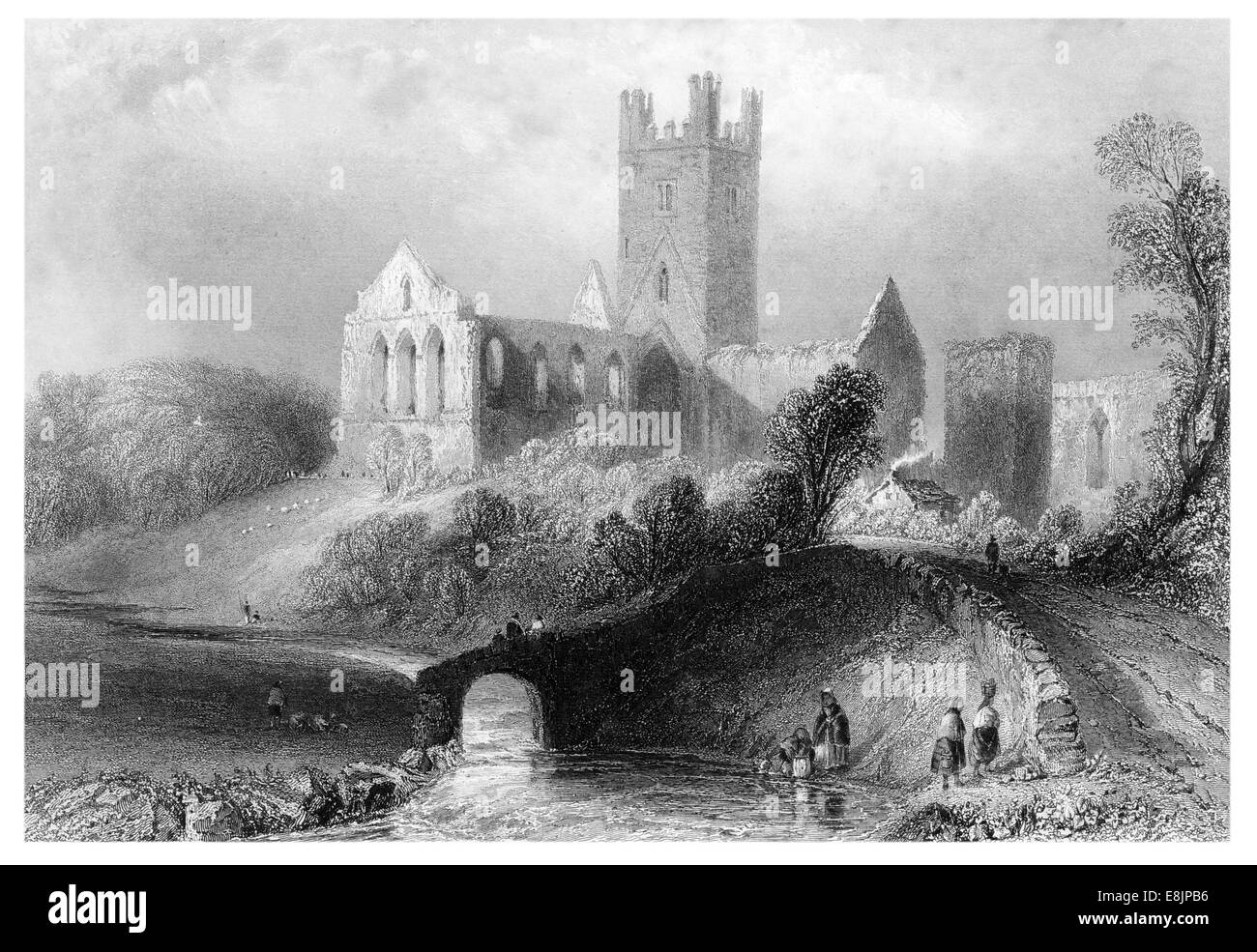 República de Irlanda Abadía Terpoint circa 1840 Foto de stock