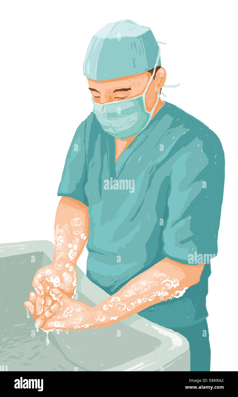 Un cirujano lavándose las manos Fotografía de stock - Alamy