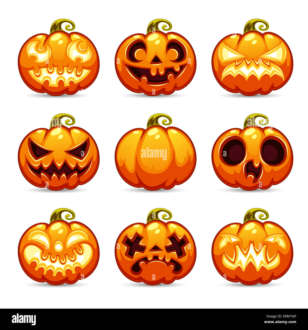 Conjunto de iconos de Halloween calabazas de dibujos animados Fotografía de  stock - Alamy