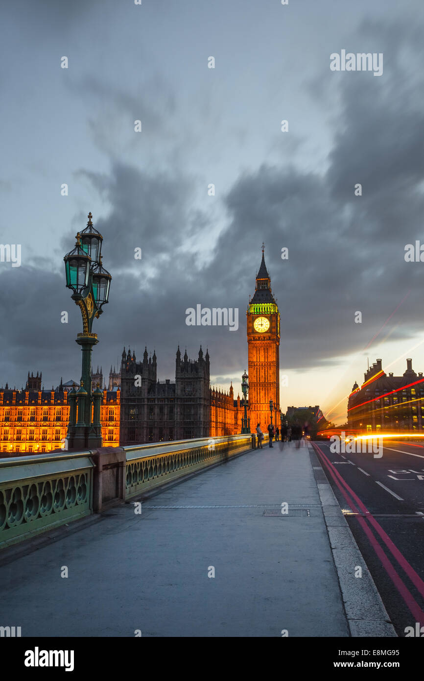 Big Ben de noche, Londres Foto de stock