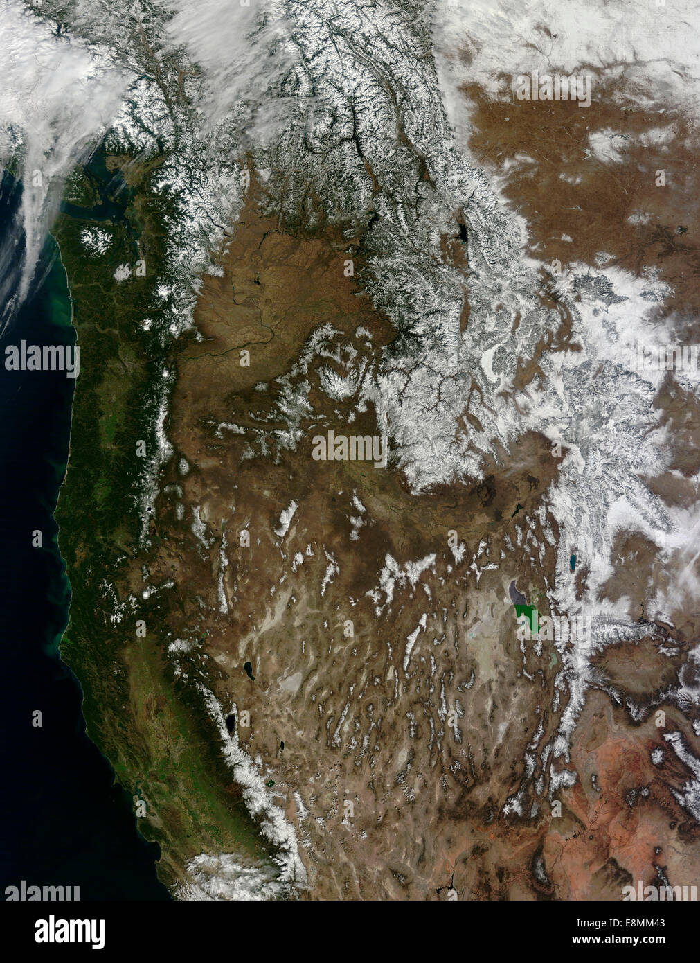 Marzo 12, 2014 - Vista satélite de los Estados Unidos occidentales Foto de stock