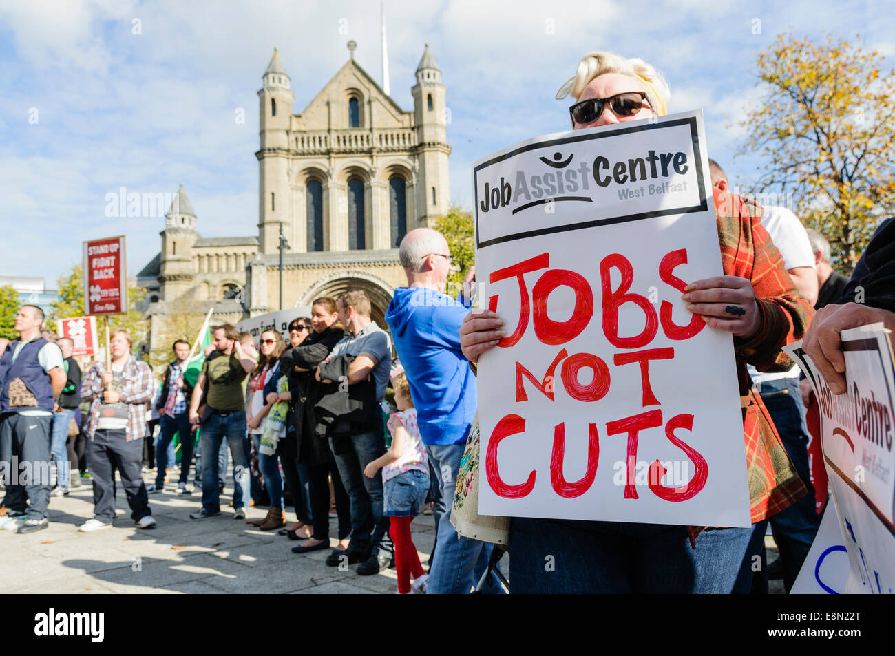 Protesta contra los recortes de austeridad, Belfast, Irlanda del Norte Foto de stock