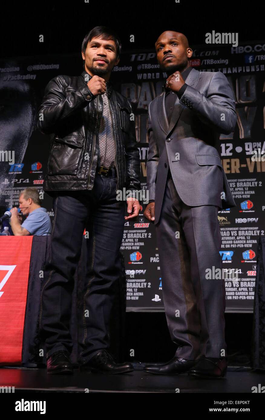 Pacquiao Bradley Noticias Conferencias Con: Manny Pacquiao,Timothy Bradley Dónde: Las Vegas, Nevada, Estados Unidos cuando: El 09 de abril de 2014 Foto de stock