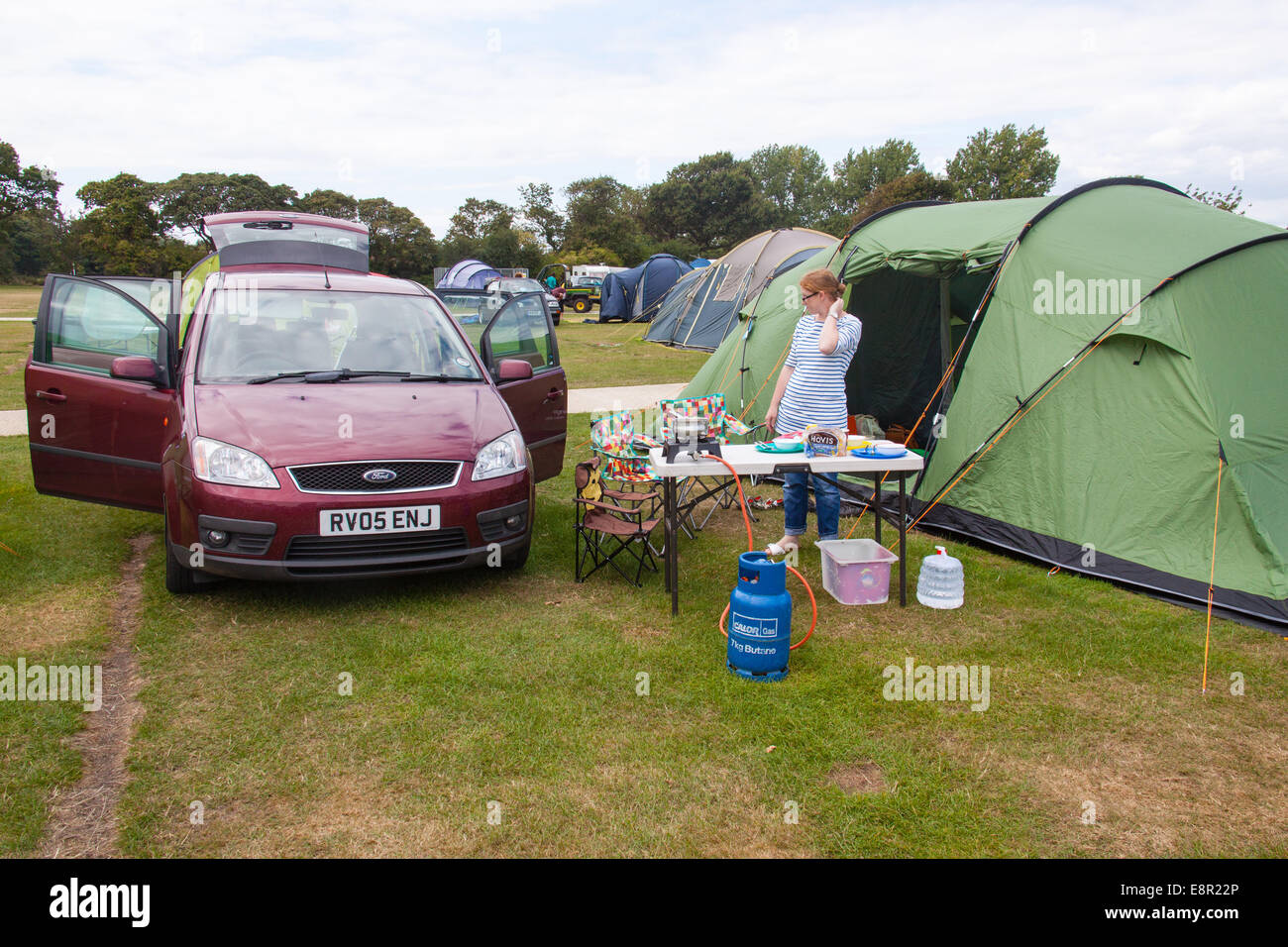 Granja Nunnington, Camping, West Wittering, West Sussex, Inglaterra, Reino Unido. Foto de stock