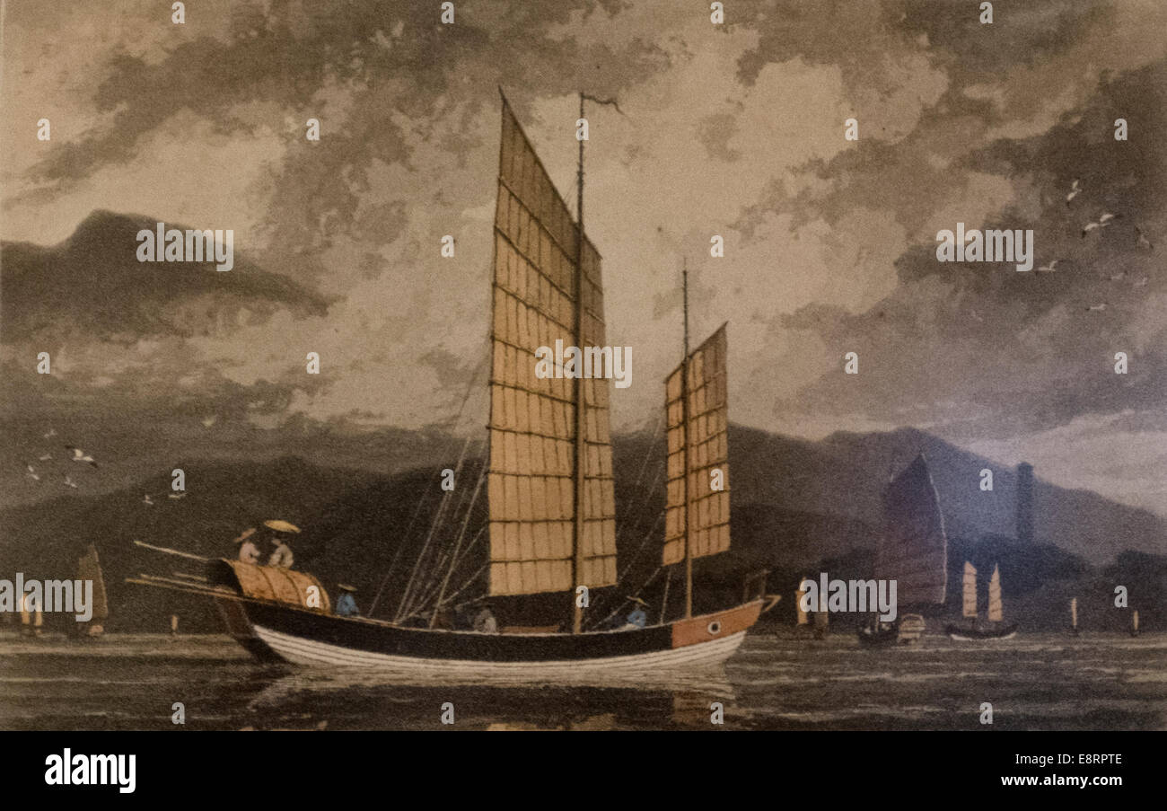 Los barcos chinos, circa 1800 Foto de stock