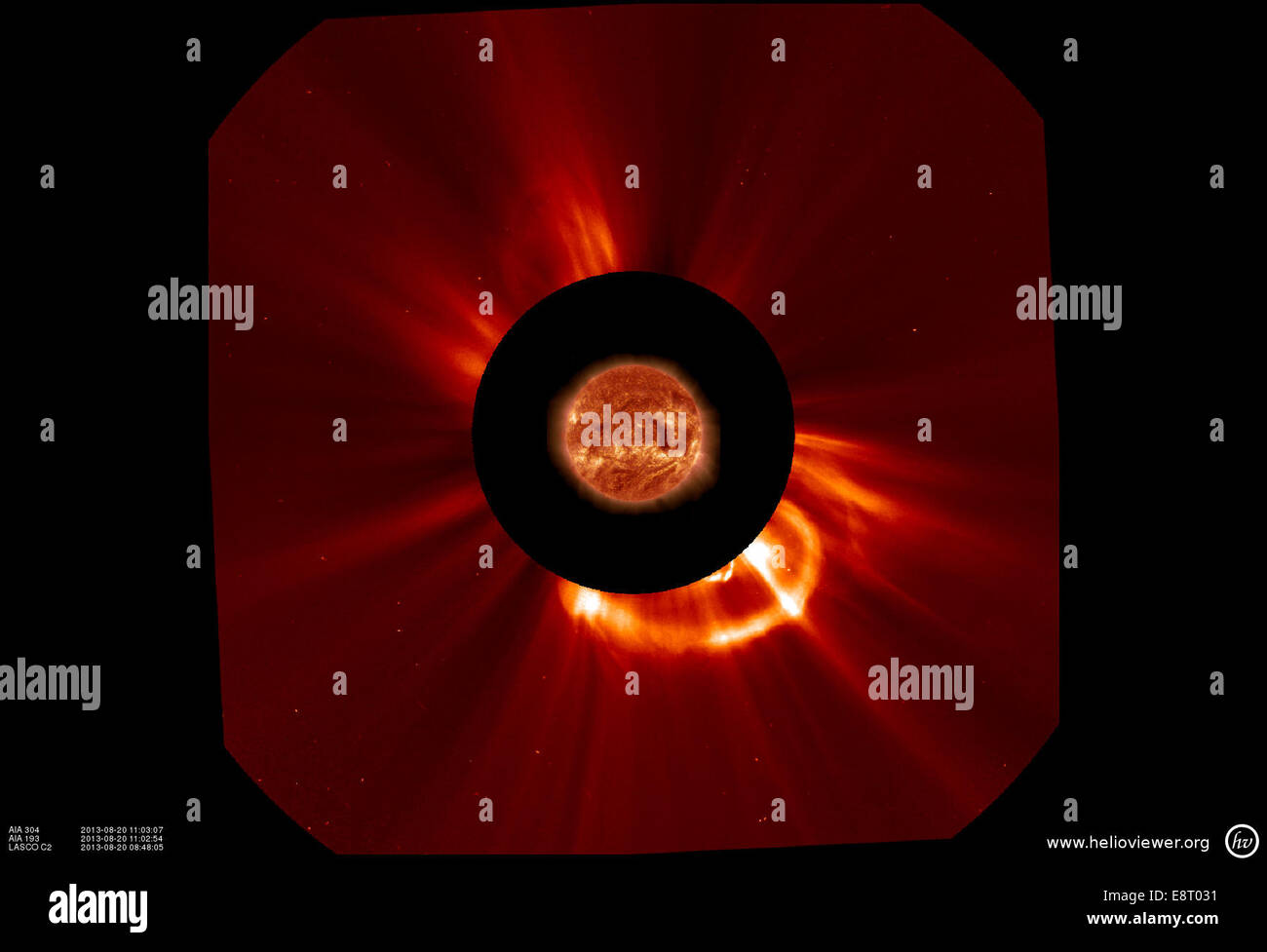 Nave Espacial de la NASA Captura una eyección de masa coronal dirigida tierra Foto de stock