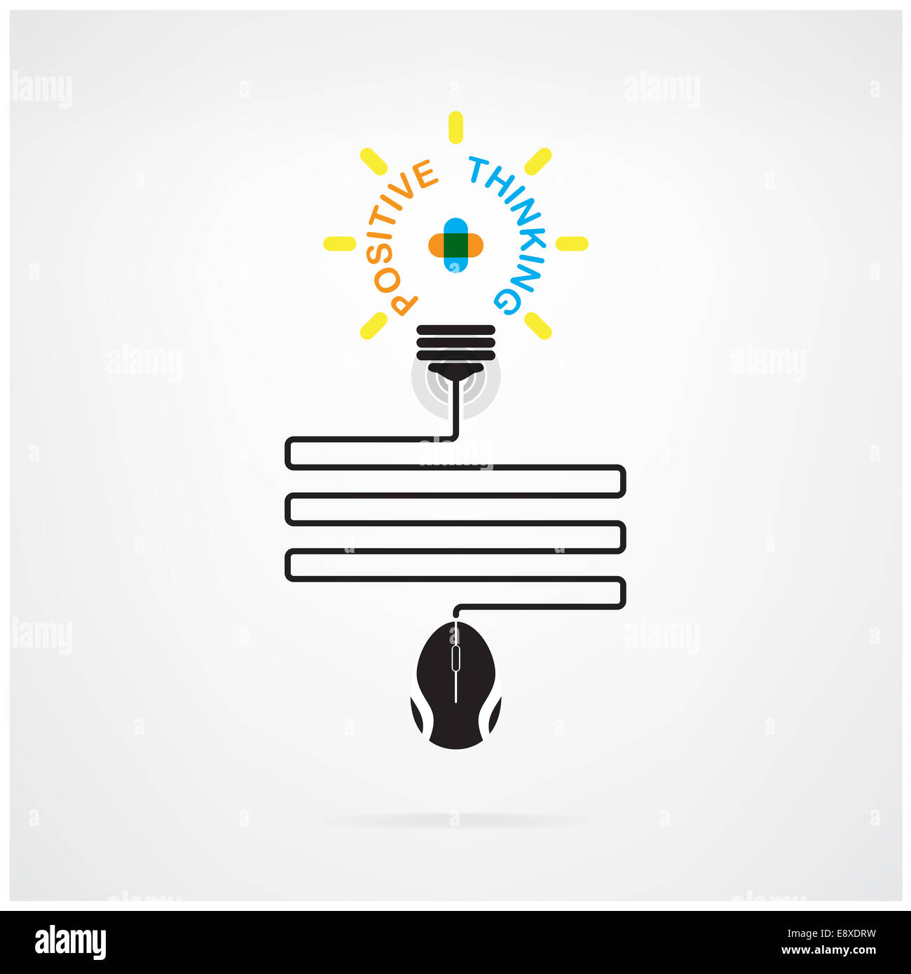 Bombilla de luz creativa idea y concepto de pensamiento positivo, idea de negocio, símbolo abstracto, el concepto de educación. Foto de stock