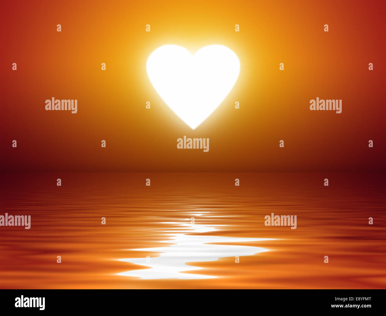 Puesta de sol con forma de corazón Foto de stock