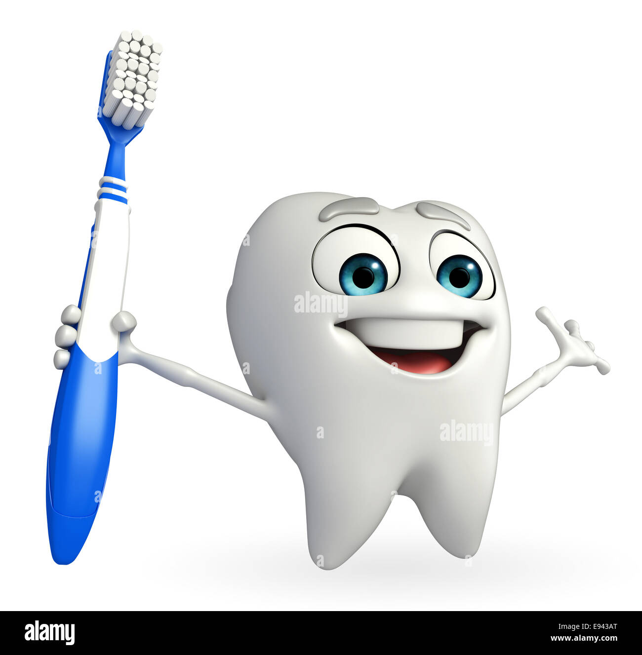 Personaje de dibujos animados de los dientes con el cepillo de dientes  Fotografía de stock - Alamy
