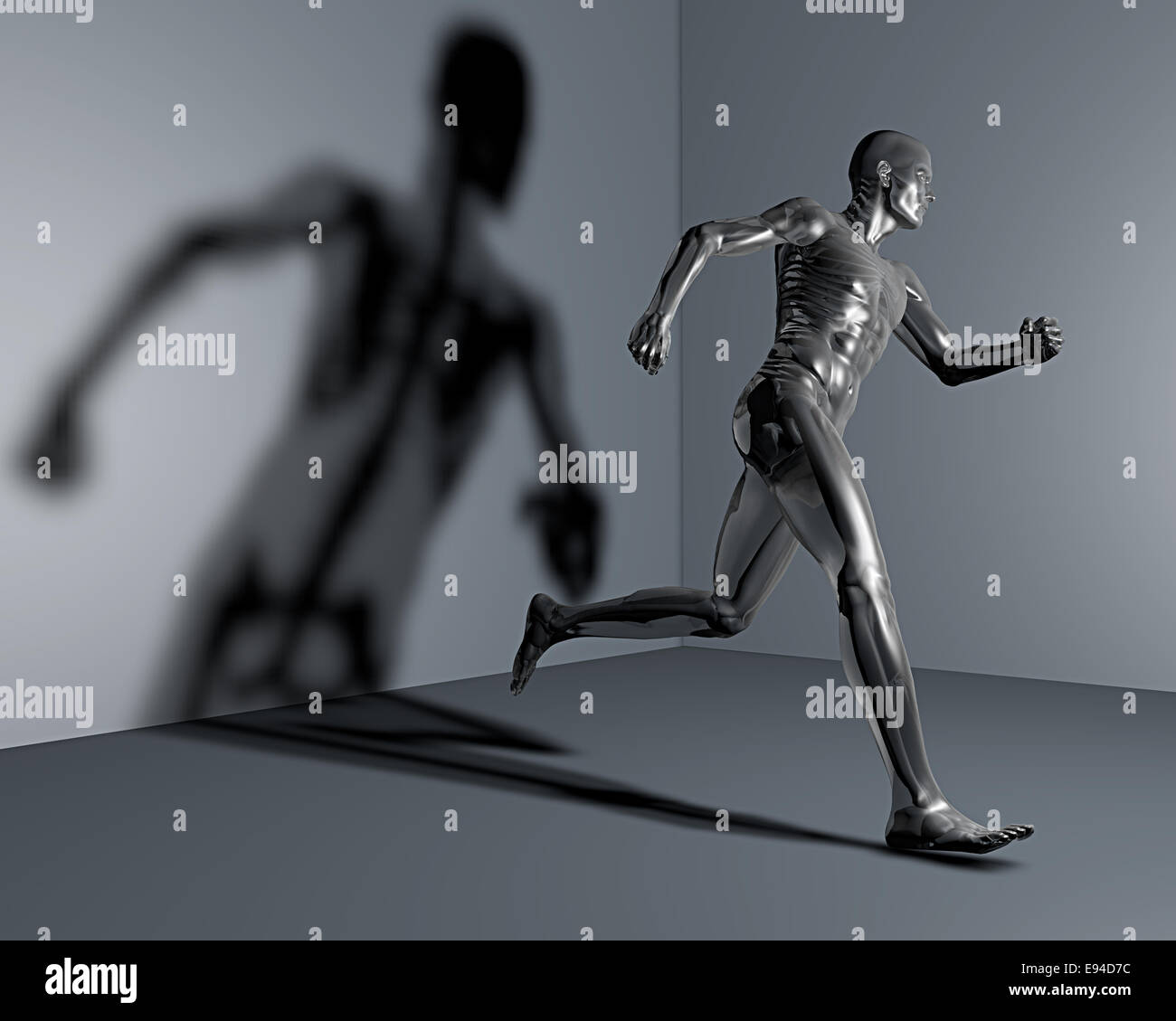 Hombre corriendo, radiografía del cuerpo humano Foto de stock