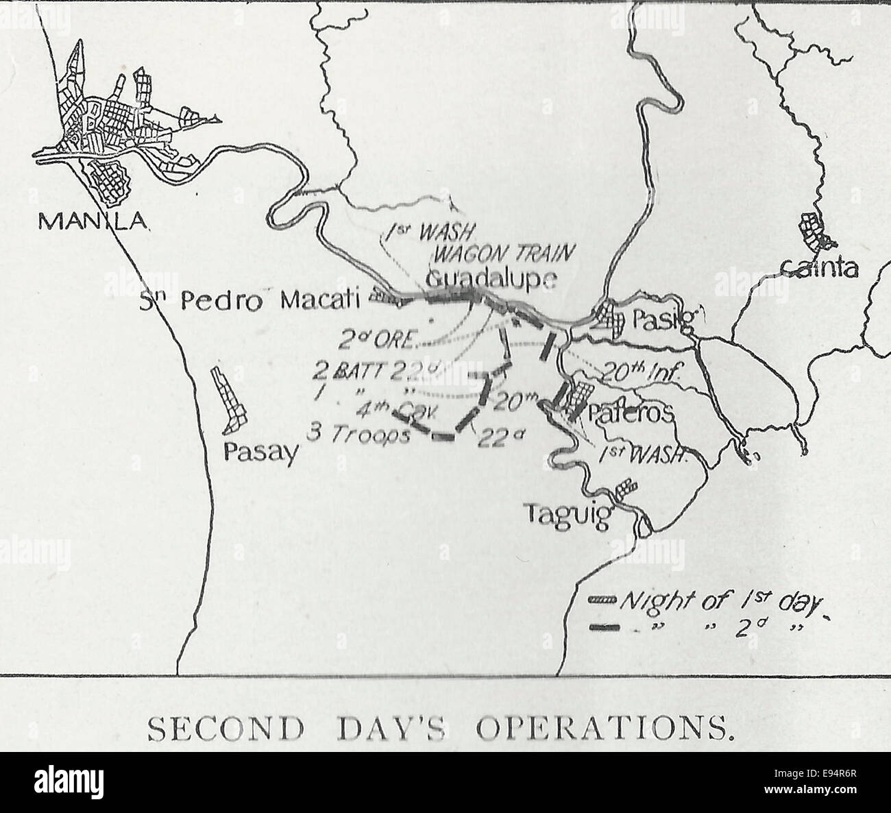 Segundo día de operaciones en la rebelión filipina - 1899 Foto de stock