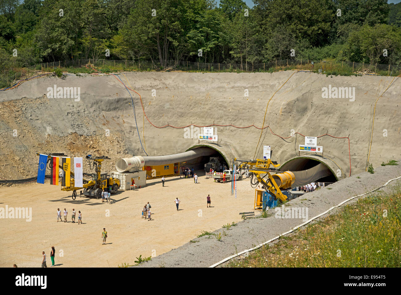 Proyecto de construcción ferroviaria Stuttgart-Ulm, Stuttgart21, Albaufstiegstunnel, Steinbühltunnel, Suabia, Hohenstadt Foto de stock
